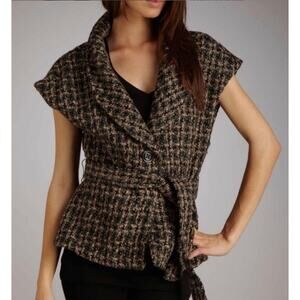 Millard Fillmore Chunky Tweed Cropped Sleeveless Jacket Womens S Wool Blend